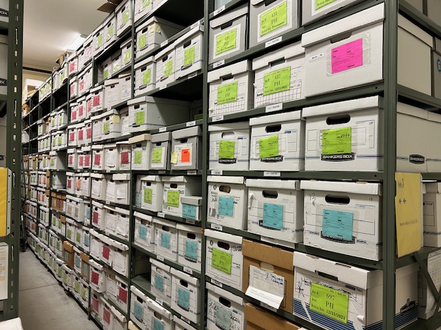 Records in storage at the Volkert B. Veeder Records Storage Center