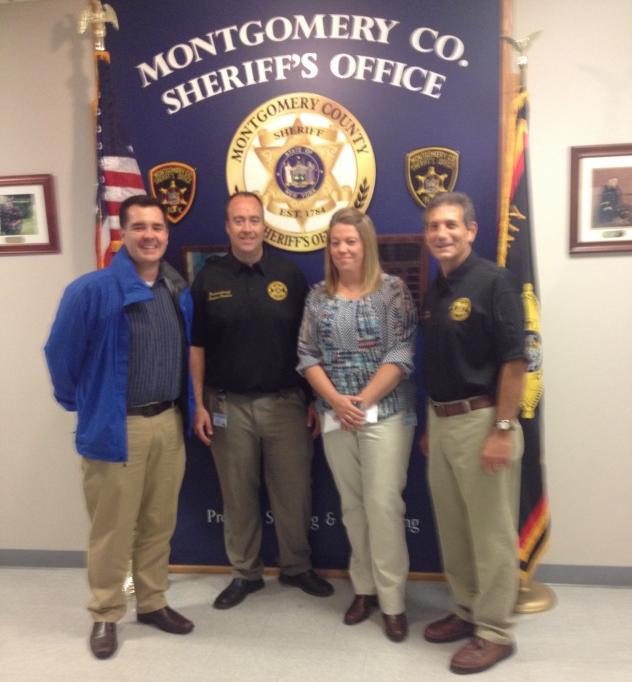 Pictured from left to right, Communications Specialist Andrew Santillo, who works in the office of Montgomery County Executive Matthew L. Ossenfort, Undersheriff
Justin D. Cramer, Mabellene Whipple and Montgomery County Sheriff Michael J. Amato.